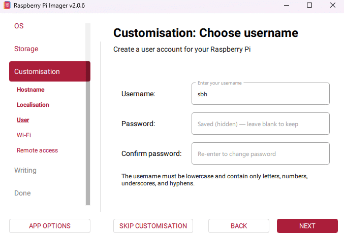 Choose Username and Password