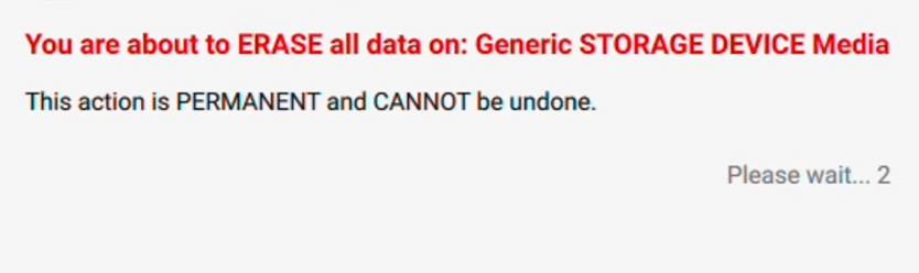 Data Erase Warning